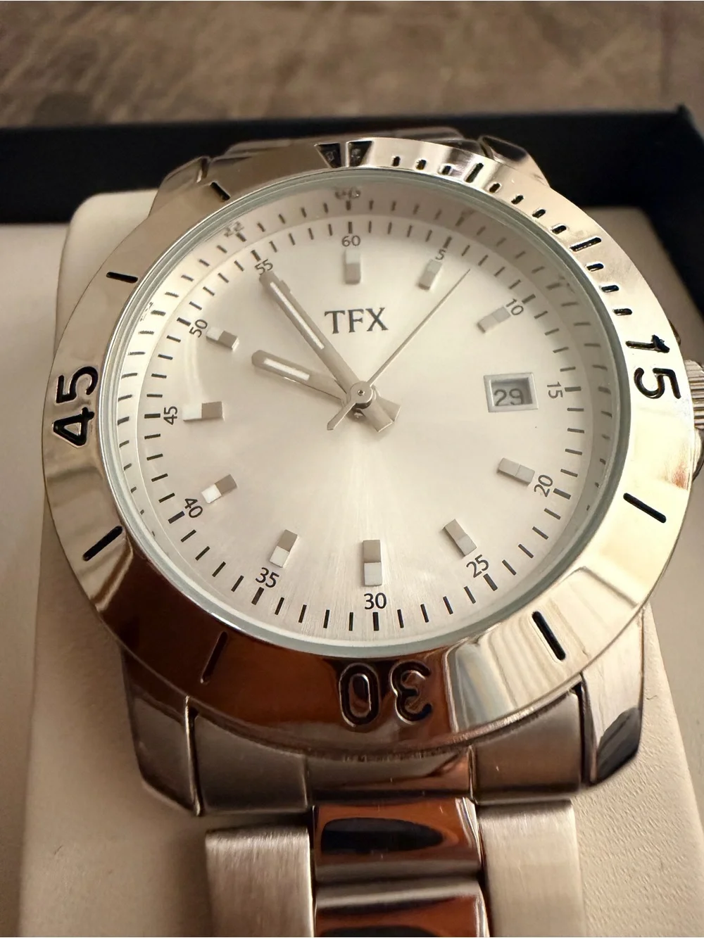 Men’s Silver Stainless Steel Bracelet Watch - Silver Dial